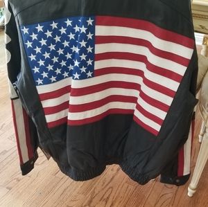USA leather American flag jacket XL